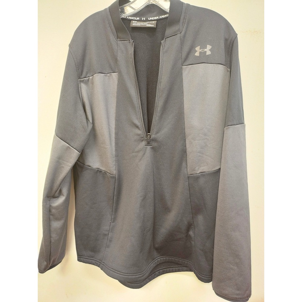 Under Armour ColdGear Mens Medium Gray Quarter Zip Pullover Loose Fit Sweater